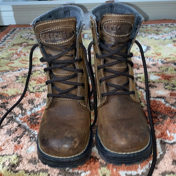 VINTAGE SKECHERS PLATFORM COMBAT BOOTS - Picture 1 of 5